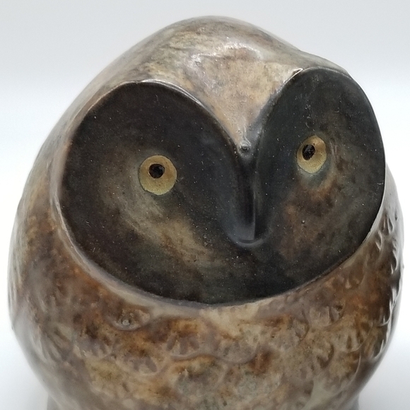 Vintage Owl Collection Otagiri Stoneware Bronze Pair Cryptomeria Wood Figurine - Picture 16 of 16